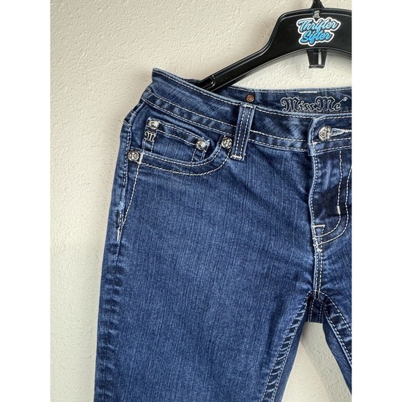 Miss Me Women's 29 Easy Boot Dark Wash Blue Denim Jeans Rhinestone JE5639E2L - Picture 3 of 11